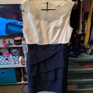 Blue and white dress